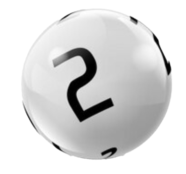 white power ball with black number 2 on it